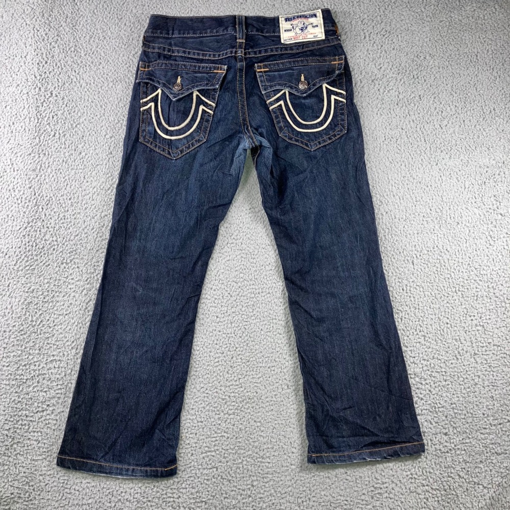 VTG True Religion Bootcut Jeans Men 31‎ Blue Logo Flap Pocket USA Fit 32x28